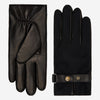 Violetta (black) - Tweed women's gloves with touchscreen capability and adjustable snap button
