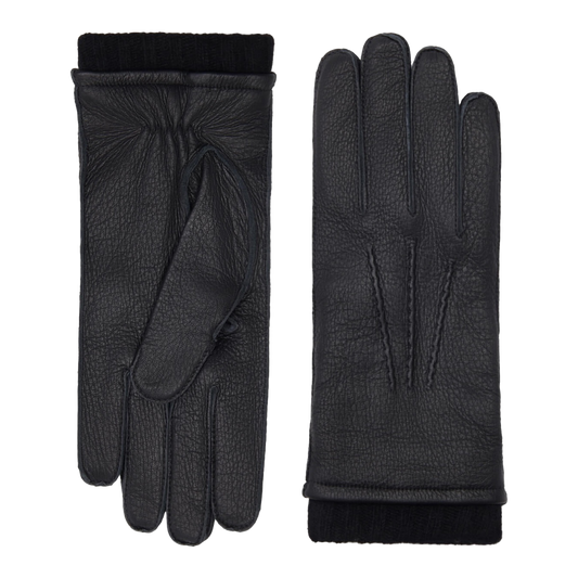 Vittoria (black) - Italian gloves made of American deerskin leather with cashmere lining