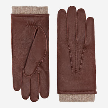 Vittoria (Braun) - Italienische Handschuhe aus amerikanischem Hirschleder mit Kaschmirfutter