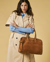 Viviana (cognac) - Sac à main italien en daim pour femme