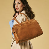 Viviana (cognac) - Italian suede leather women’s handbag
