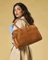 Viviana (cognac) - Sac à main italien en daim pour femme