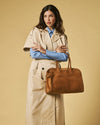 Viviana (cognac) - Sac à main italien en daim pour femme