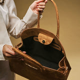 Viviana (cognac) - Italian suede leather women’s handbag