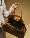 Viviana (cognac) - Sac à main italien en daim pour femme