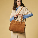 Viviana (cognac) - Italian suede leather women’s handbag