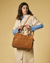 Viviana (cognac) - Sac à main italien en daim pour femme