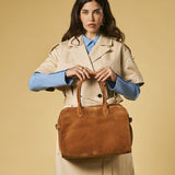 Viviana (cognac) - Italian suede leather women’s handbag