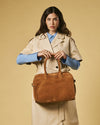 Viviana (cognac) - Sac à main italien en daim pour femme