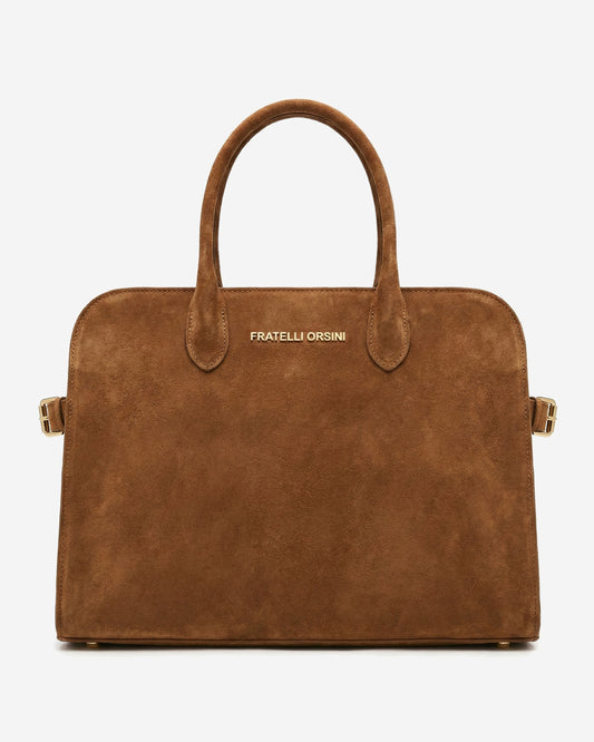 Viviana (cognac) - Italian suede leather women’s handbag