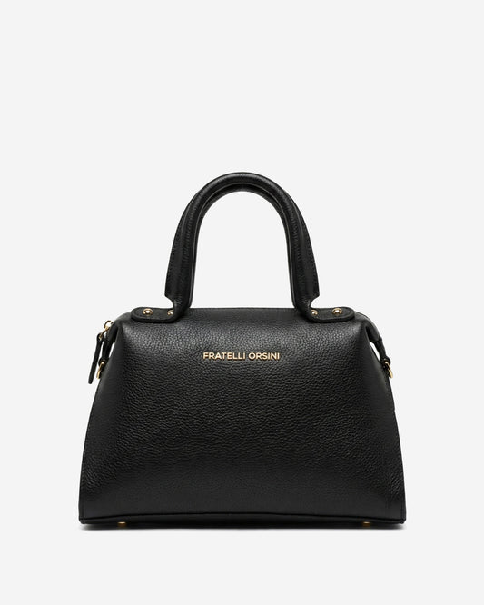 Zita (black) - Italian calf leather women's handbag (with shoulder strap)