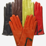 CA0547 (persimmon) - Women's lambskin cashmere lined leather gloves with zipper