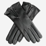 CA0547 (black) - Women's Lambskin Cashmere Lined Leather Gloves with Zipper - Leather Gloves Online - Luxury Leather Gloves - 1