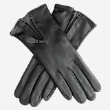 CA0547 (black) - Women's Lambskin Cashmere Lined Leather Gloves with Zipper - Leather Gloves Online - Luxury Leather Gloves - 1