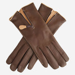 CA0547 (brown) - Women's Lambskin Cashmere Lined Leather Gloves with Zipper - Leather Gloves Online - Luxury Leather Gloves - 1