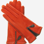 CA0547 (persimmon) - Women's Lambskin Cashmere Lined Leather Gloves with Zipper - Leather Gloves Online - Luxury Leather Gloves - 1