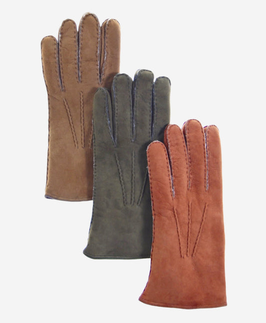 CA3466 (barley) - Men's Italian handsewn sueded lamb shearling gloves