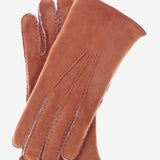CA3466 (saddle) - Men's Italian Handsewn Sueded Lamb Shearling Gloves - Leather Gloves Online - Luxury Leather Gloves - 1