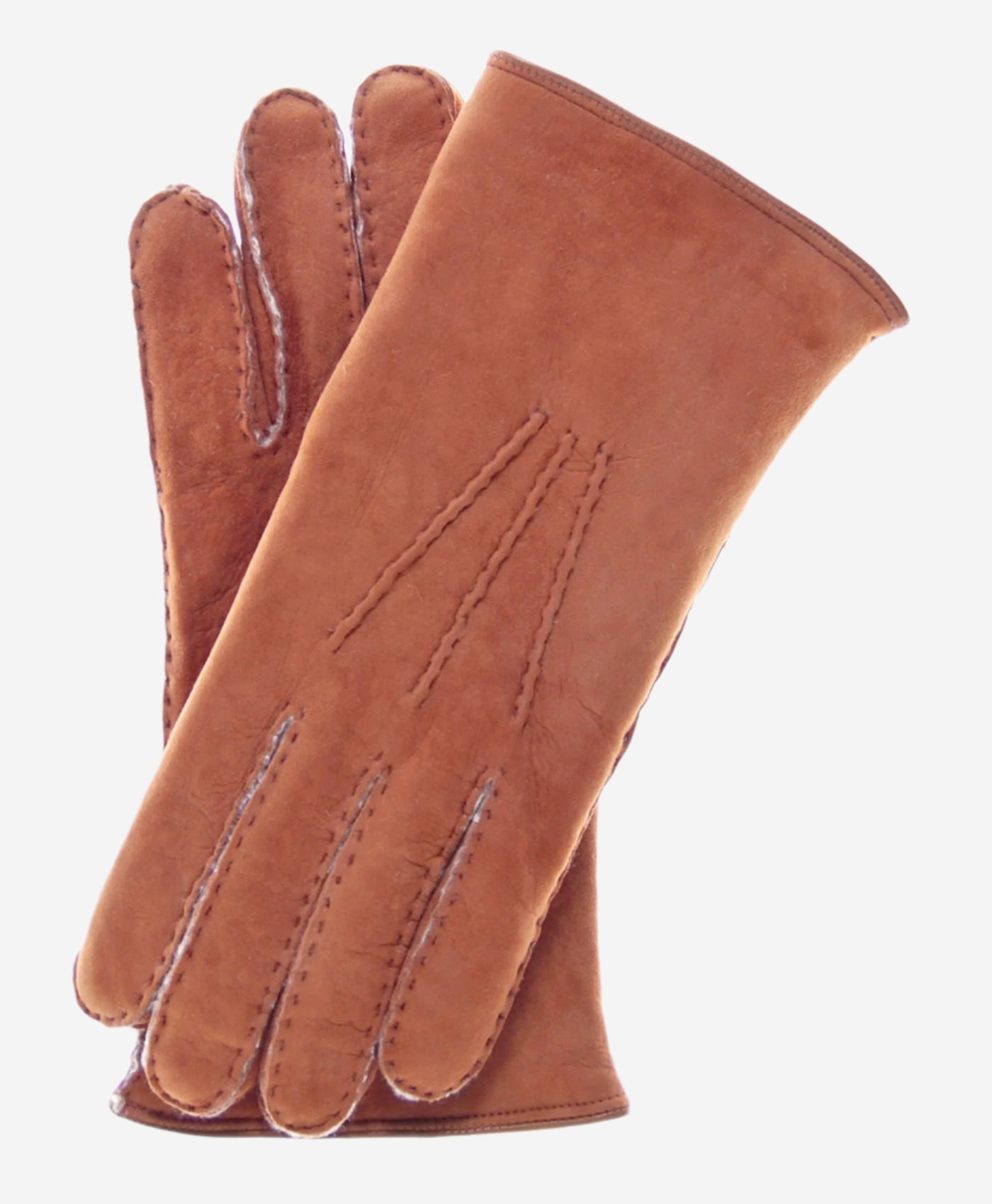 CA3466 (saddle) - Men's Italian Handsewn Sueded Lamb Shearling Gloves - Leather Gloves Online - Luxury Leather Gloves - 1