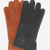 CA3633 (cork) - Handsewn Italian carpincho men's rabbit fur lined dress gloves