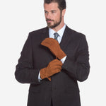 CA3633 (cork) - Handsewn Italian Carpincho Men's Rabbit Fur Lined Dress Gloves - Leather Gloves Online - Luxury Leather Gloves - 4
