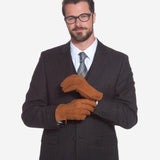 CA3633 (cork) - Handsewn Italian Carpincho Men's Rabbit Fur Lined Dress Gloves - Leather Gloves Online - Luxury Leather Gloves - 6