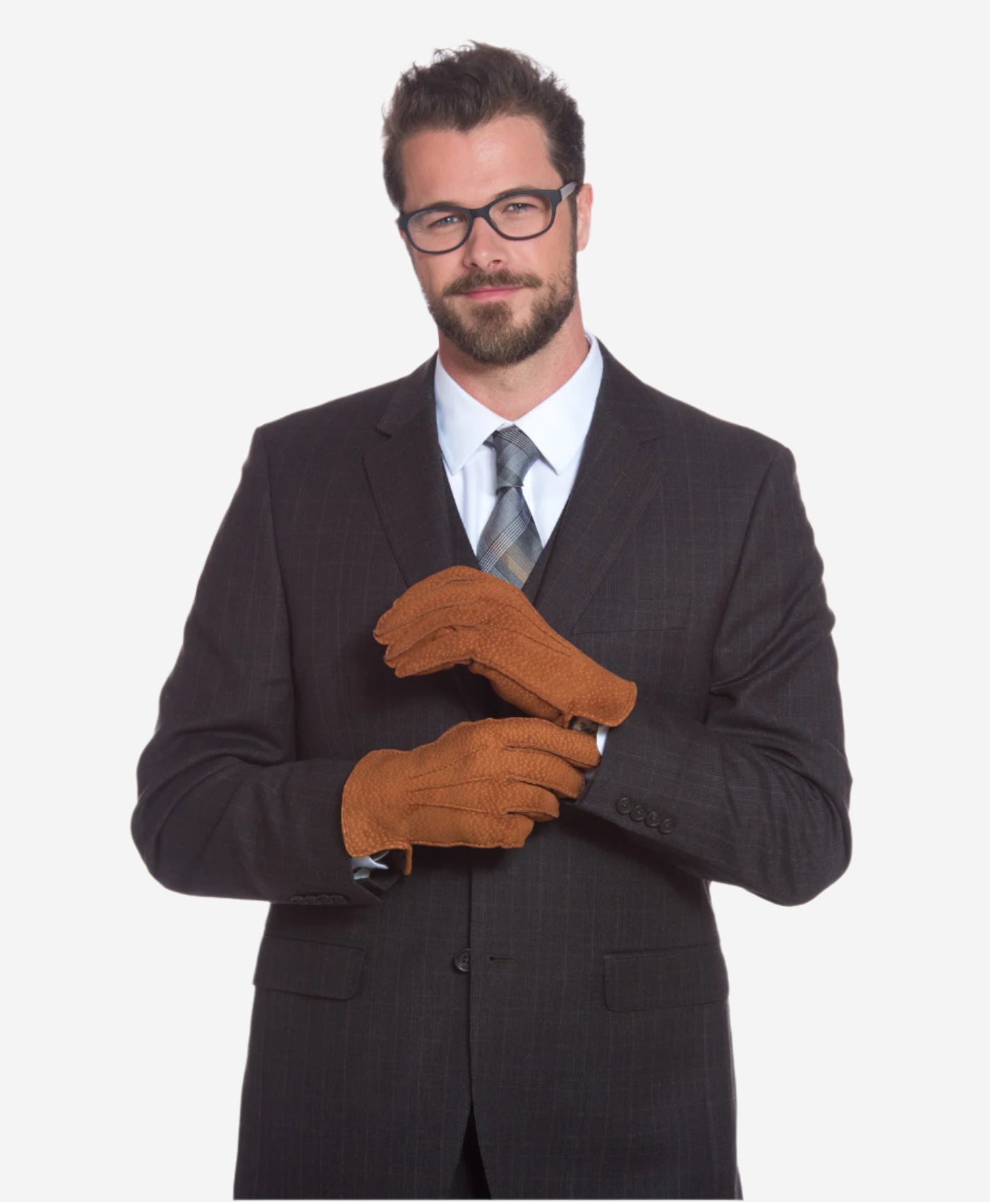 CA3633 (cork) - Handsewn Italian Carpincho Men's Rabbit Fur Lined Dress Gloves - Leather Gloves Online - Luxury Leather Gloves - 6
