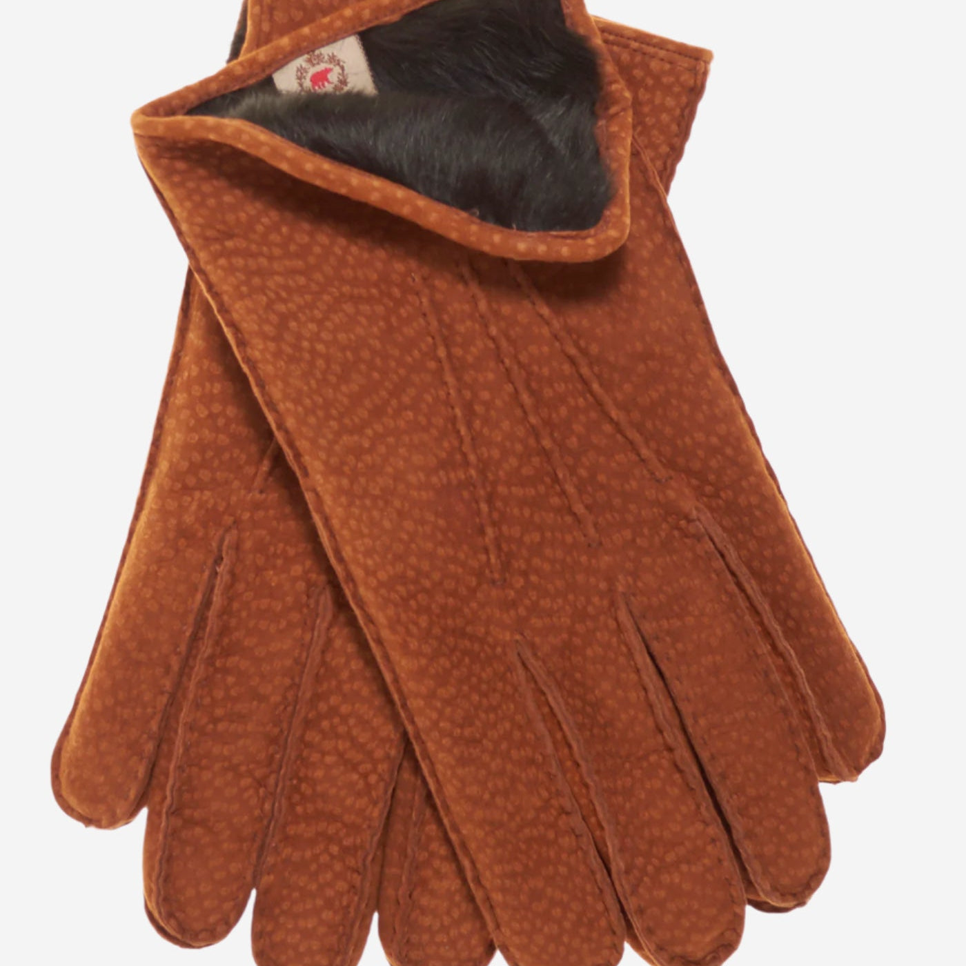 CA3633 (cork) - Handsewn Italian Carpincho Men's Rabbit Fur Lined Dress Gloves - Leather Gloves Online - Luxury Leather Gloves - 1