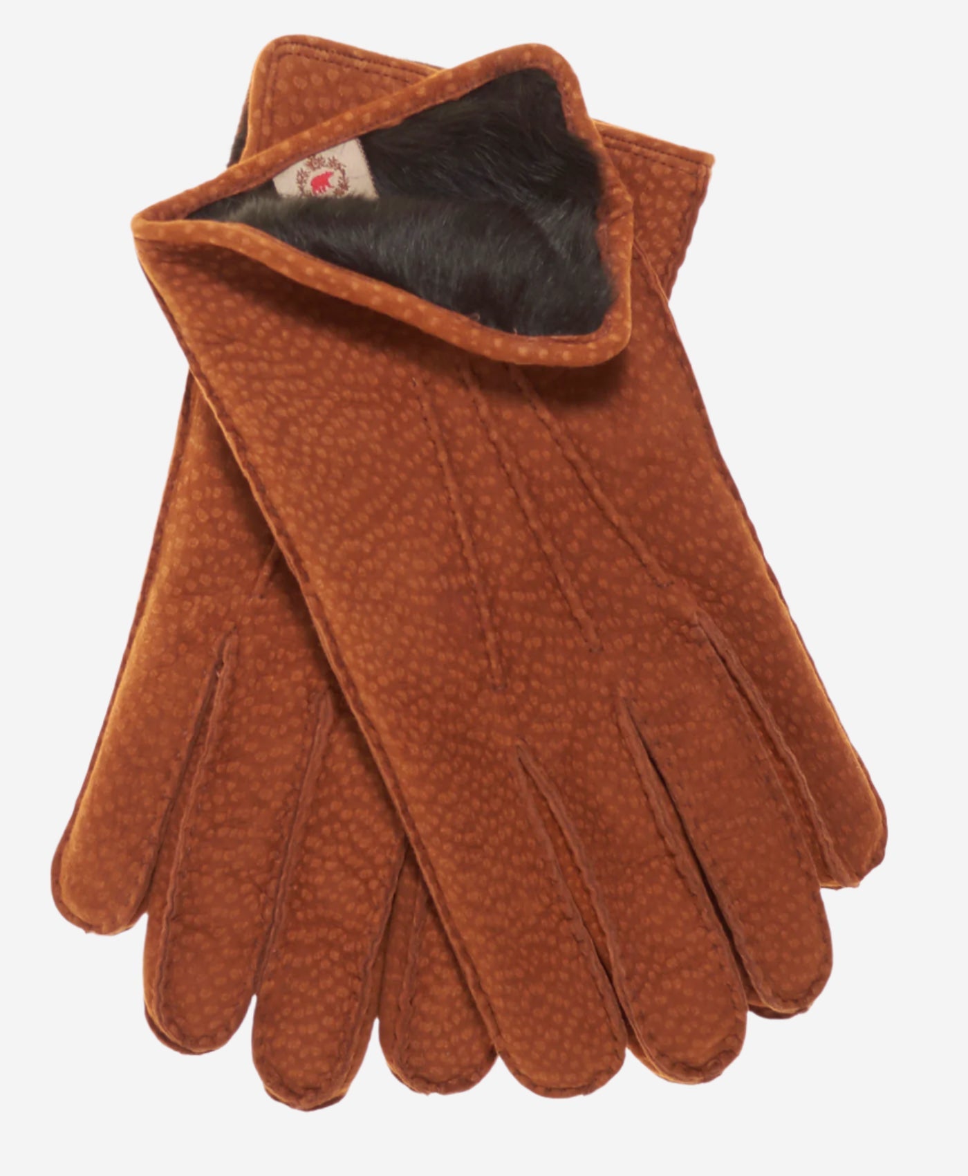 CA3633 (cork) - Handsewn Italian Carpincho Men's Rabbit Fur Lined Dress Gloves - Leather Gloves Online - Luxury Leather Gloves - 1