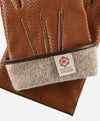 CA3976 (cognac) - Men's Italian cashmere lined leather gloves with unique contrast points