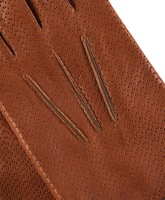CA3976 (cognac) - Men's Italian cashmere lined leather gloves with unique contrast points