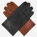 CA3976 (black) - Men's Italian cashmere lined leather gloves with unique contrast points