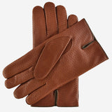 CA3976 (cognac) - Men's Italian cashmere lined leather gloves with unique contrast points