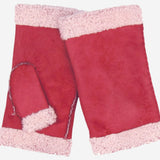 CA4163 (cranberry) - Women's Italian Lamb Shearling Fingerless Gloves - Leather Gloves Online - Luxury Leather Gloves - 1
