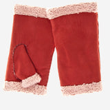 CA4163 (cranberry) - Women's Italian Lamb Shearling Fingerless Gloves - Leather Gloves Online - Luxury Leather Gloves - 2