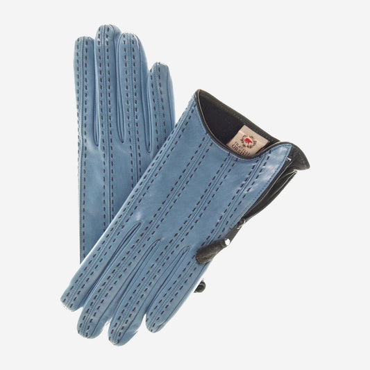 CA4348 (sky) - Women's Italian cashmere lined leather gloves  with side zipper
