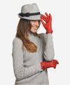 CA4439 (red) - Women's quilted leather gloves with cashmere lining