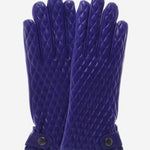 CA4439 (blue) - Women's Quilted Leather Gloves With Cashmere Lining - Leather Gloves Online - Luxury Leather Gloves - 1