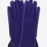 CA4439 (blue) - Women's Quilted Leather Gloves With Cashmere Lining - Leather Gloves Online - Luxury Leather Gloves - 1