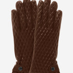 CA4439 (brown) - Women's Quilted Leather Gloves With Cashmere Lining - Leather Gloves Online - Luxury Leather Gloves - 1