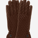 CA4439 (brown) - Women's Quilted Leather Gloves With Cashmere Lining - Leather Gloves Online - Luxury Leather Gloves - 1
