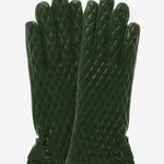 CA4439 (green) - Women's Quilted Leather Gloves With Cashmere Lining - Leather Gloves Online - Luxury Leather Gloves - 1