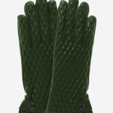 CA4439 (green) - Women's Quilted Leather Gloves With Cashmere Lining - Leather Gloves Online - Luxury Leather Gloves - 1
