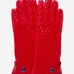 CA4439 (red) - Women's Quilted Leather Gloves With Cashmere Lining - Leather Gloves Online - Luxury Leather Gloves - 1