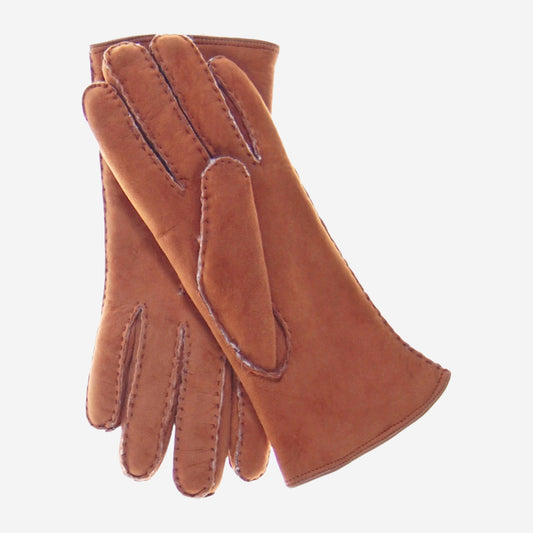 CA4465 (selle) - Gants en peau lainée d'agneau suédée cousus main pour femme