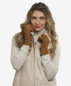 CA4465 (saddle) - Women's Italian handsewn sueded lamb shearling gloves