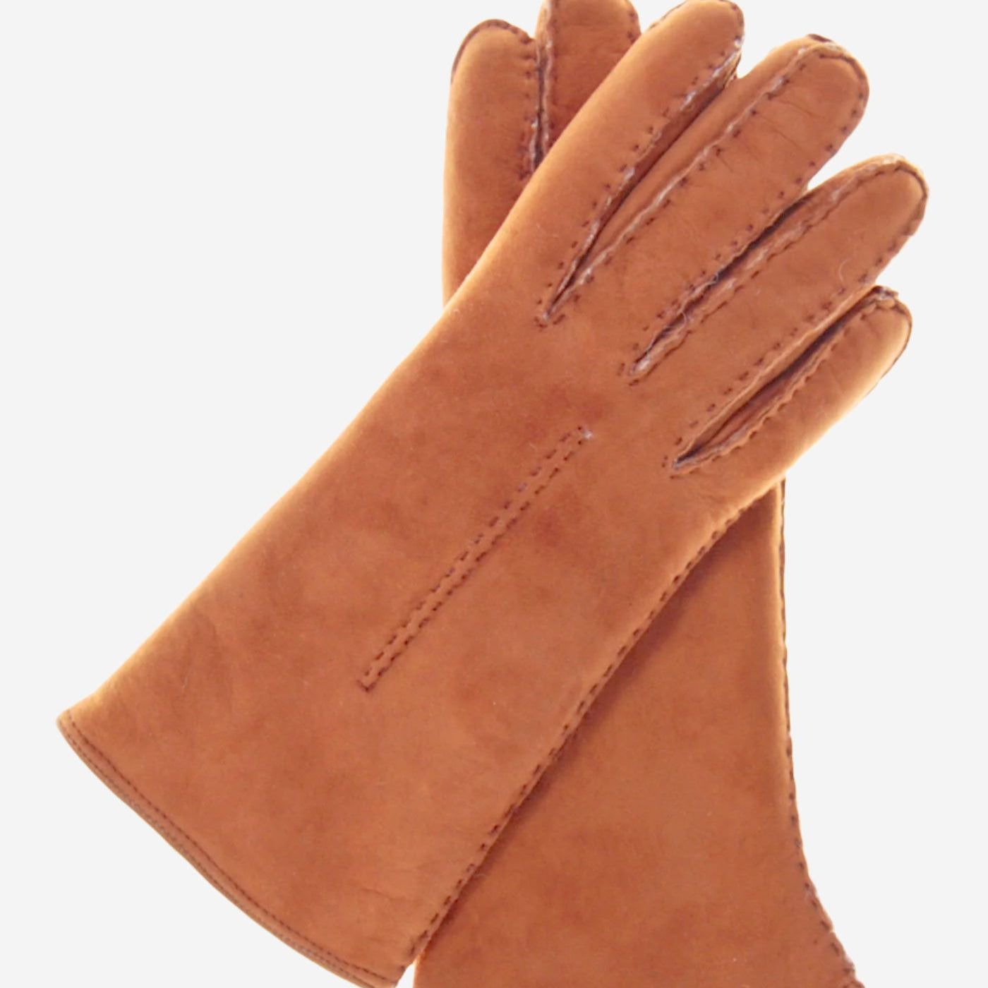 CA4465 (saddle) - Women's Italian Handsewn Sueded Lamb Shearling Gloves - Leather Gloves Online - Luxury Leather Gloves - 1