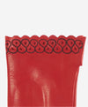 CA4534 (red) - Women's unlined dress leather gloves with "lace-work" cuff