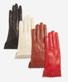CA4534 (red) - Women's unlined dress leather gloves with "lace-work" cuff