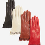 CA4534 (black) - Women's unlined dress leather gloves with "lace-work" cuff